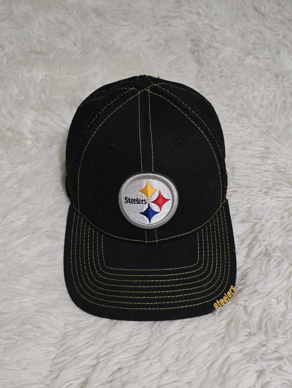 NFL Pittsburgh Steelers Black and Yellow Stitched Logo Baseball Cap